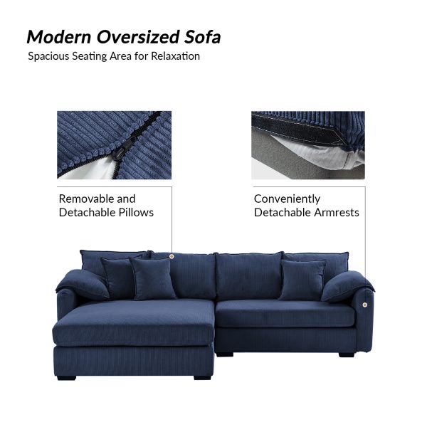 Claudius Navy Velvet Oversized Storage Sectional Sofa 2