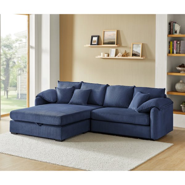 Claudius Navy Velvet Oversized Storage Sectional Sofa