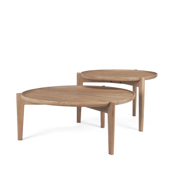 Cleaver Set of 2 40 31 Round Brown Solid Wood Nesting Coffee Tables