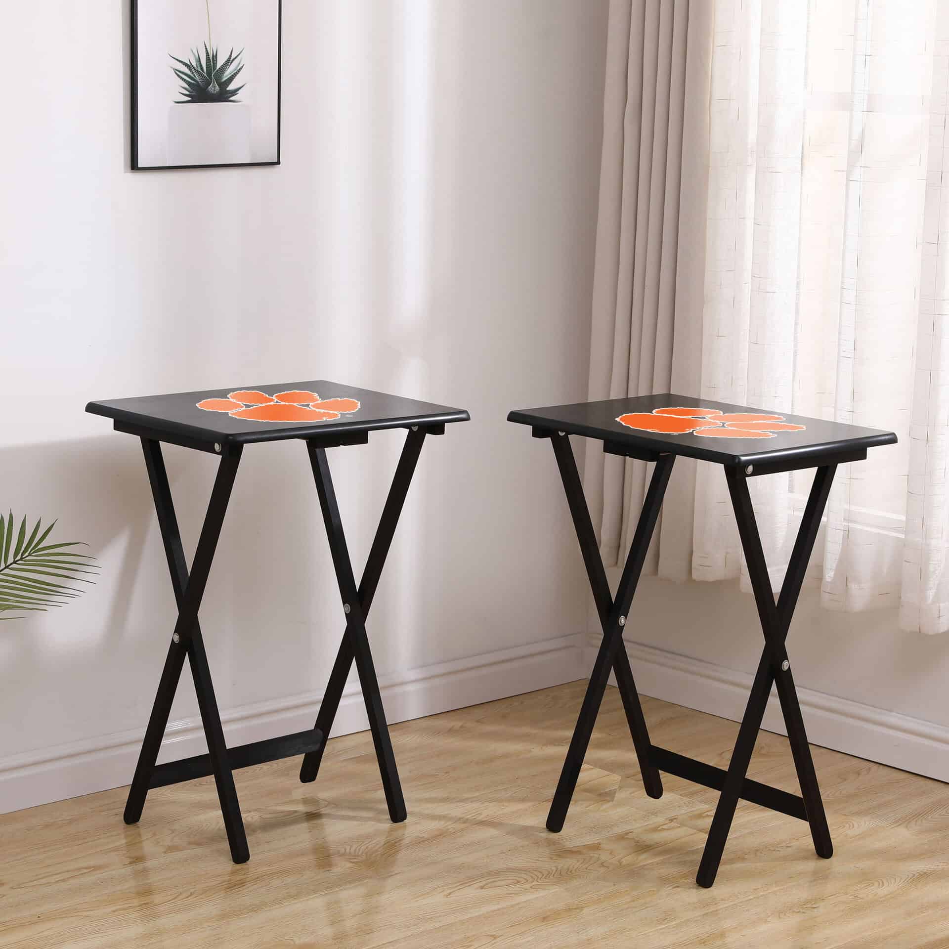 Clemson University TV Trays W/Stand 1 Clemson University TV Trays W/Stand