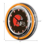 Cleveland Browns 14" Neon Chrome Clock Lights Up Fan Room