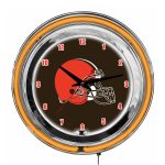 Cleveland Browns 14" Neon Chrome Clock Lights Up Fan Room