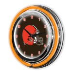 Cleveland Browns 14" Neon Chrome Clock Lights Up Fan Room