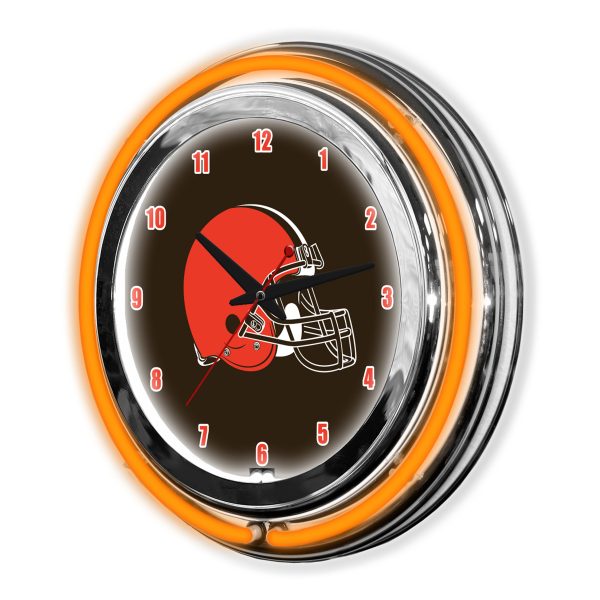 Cleveland Browns 14 Neon Chrome Clock Lights Up Fan Room 3