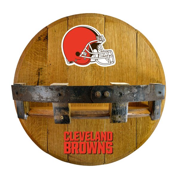 Cleveland Browns Authentic Oak Whiskey Barrel Bar Shelf 1