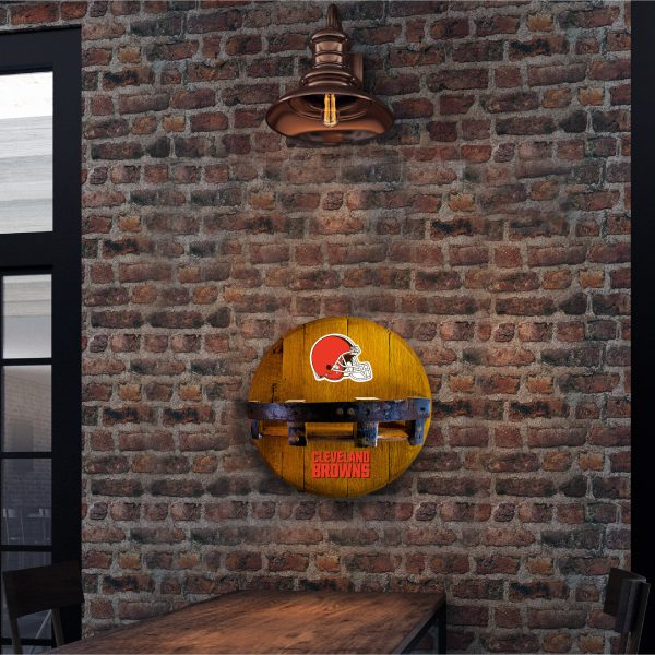Cleveland Browns Authentic Oak Whiskey Barrel Bar Shelf 2