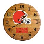 Cleveland Browns Oak Barrel Clock Authentic Kentucky Whiskey Barrel Top