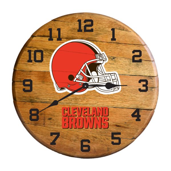 Cleveland Browns Oak Barrel Clock Authentic Kentucky Whiskey Barrel Top 2