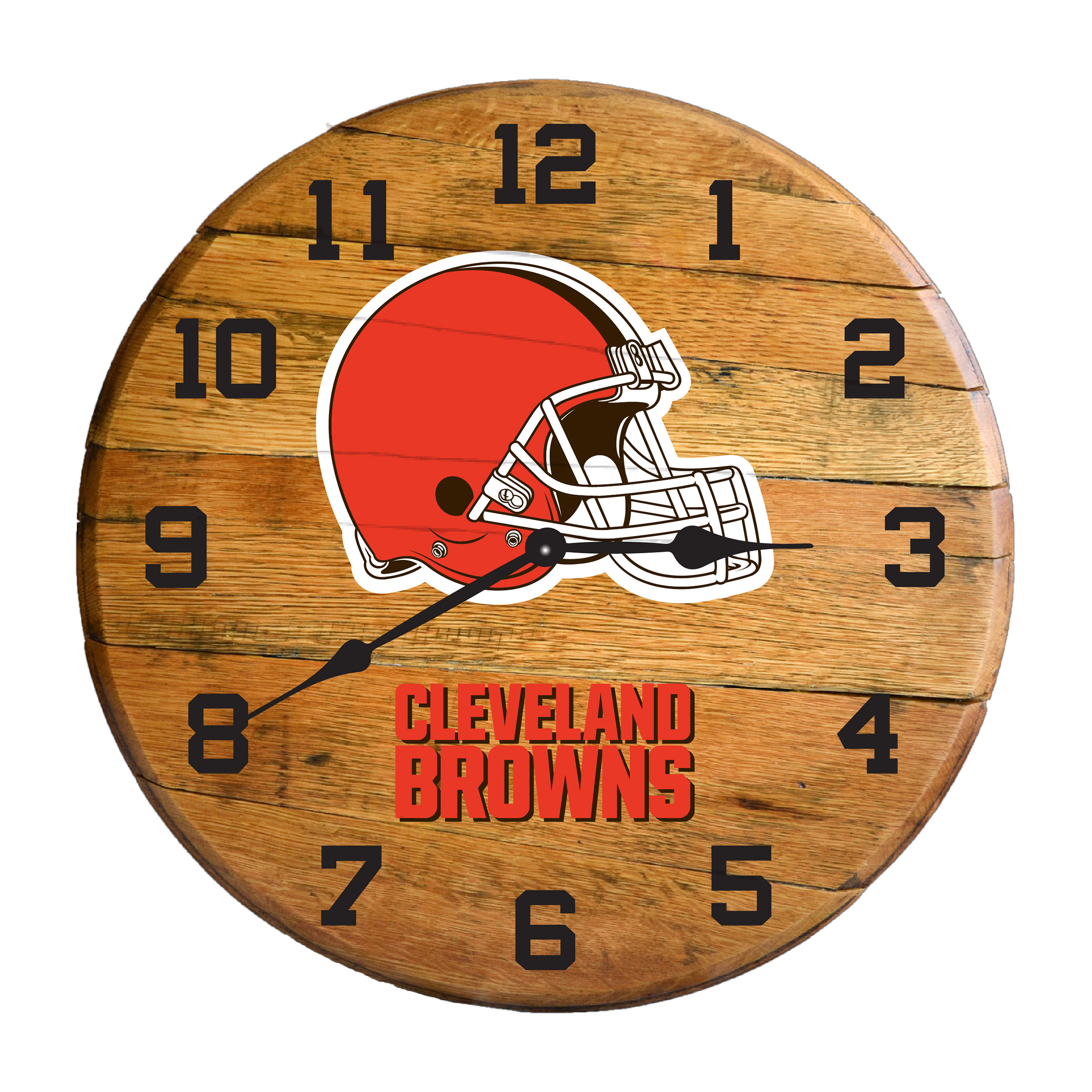Cleveland Browns Oak Barrel Clock Authentic Kentucky Whiskey Barrel Top 3 Cleveland Browns Oak Barrel Clock Authentic Kentucky Whiskey Barrel Top - Image 3