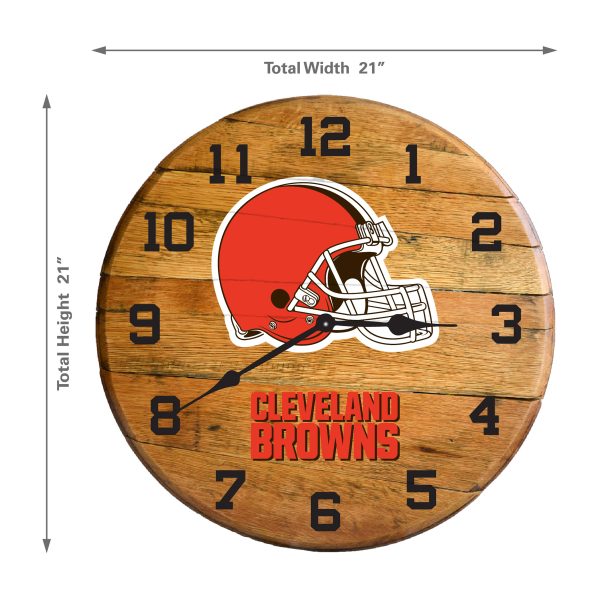 Cleveland Browns Oak Barrel Clock Authentic Kentucky Whiskey Barrel Top