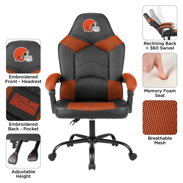 Cleveland Browns Oversized Embroidered Office Chair with Storage Pouch 3
