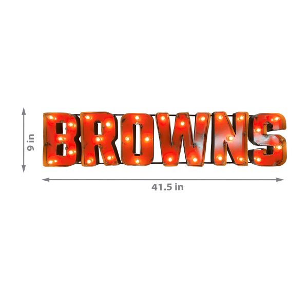 Cleveland Browns Recycled Metal Lighted Wordmark Logo Sign 1