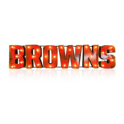 Cleveland Browns Recycled Metal Lighted Wordmark Logo Sign
