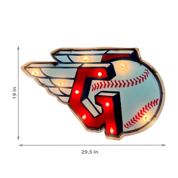 Cleveland Guardians Lighted Recycled Metal MLB Sign 1