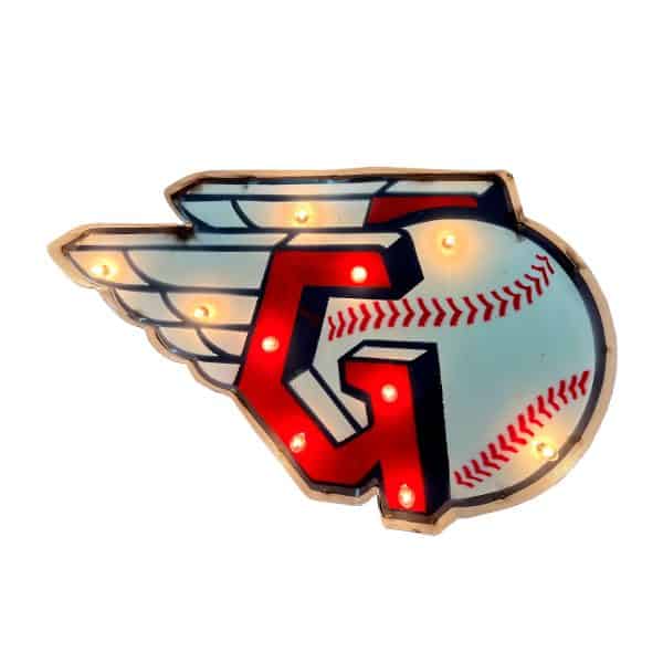 Cleveland Guardians Lighted Recycled Metal MLB Sign 2
