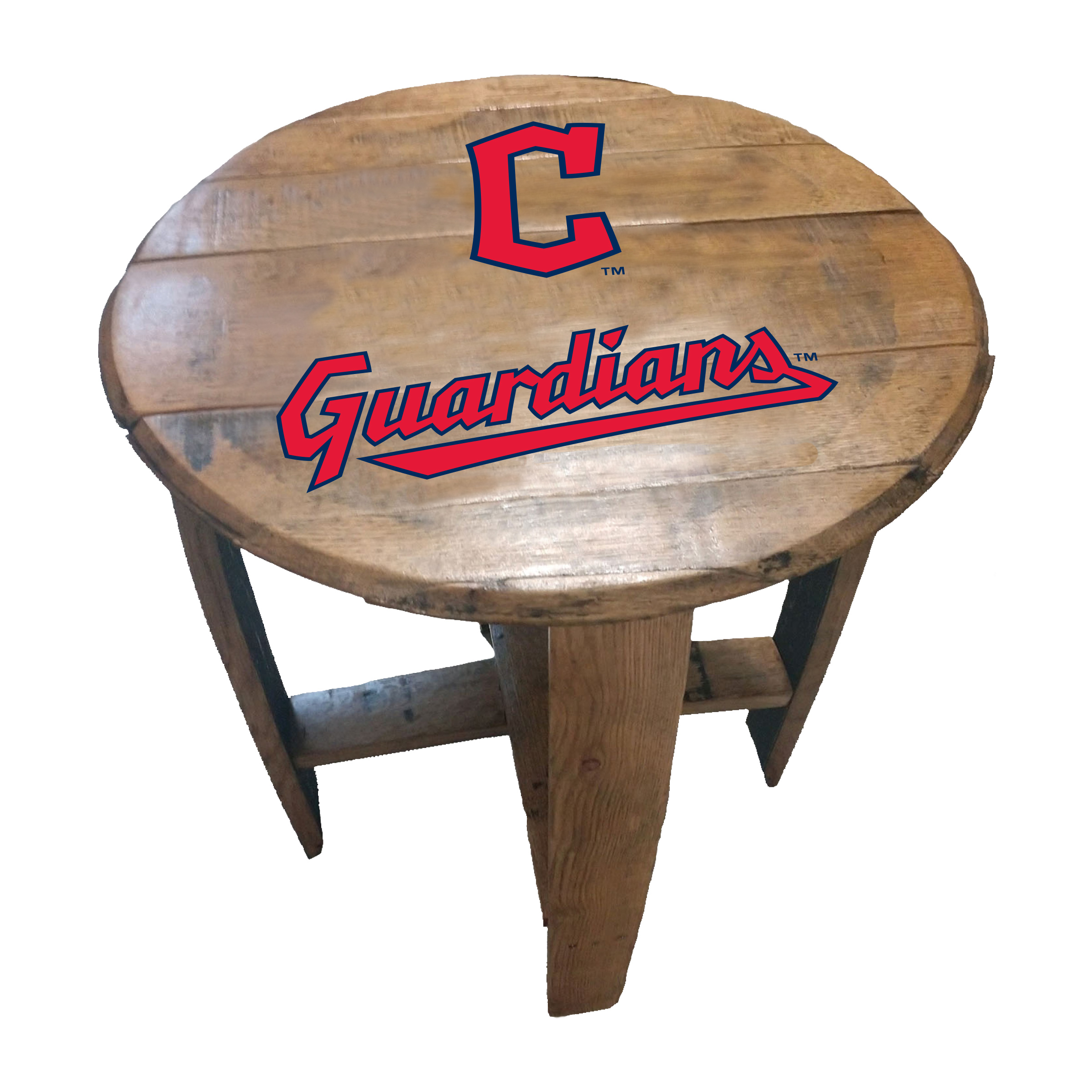 Cleveland Guardians Oak Whiskey Barrel End Table 2 Cleveland Guardians Oak Whiskey Barrel End Table - Image 2