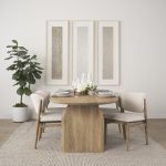 Cline Cream Fabric Upholstered and Light Brown Wood Dining Chair