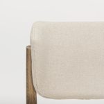 Cline Cream Fabric Upholstered and Light Brown Wood Dining Chair