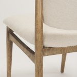 Cline Cream Fabric Upholstered and Light Brown Wood Dining Chair