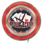 4 Aces 15-Inch Neon Logo Clock in Chrome 6 4 Aces 15-Inch Neon Logo Clock in Chrome