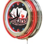 4 Aces 15-Inch Neon Logo Clock in Chrome 7 4 Aces 15-Inch Neon Logo Clock in Chrome