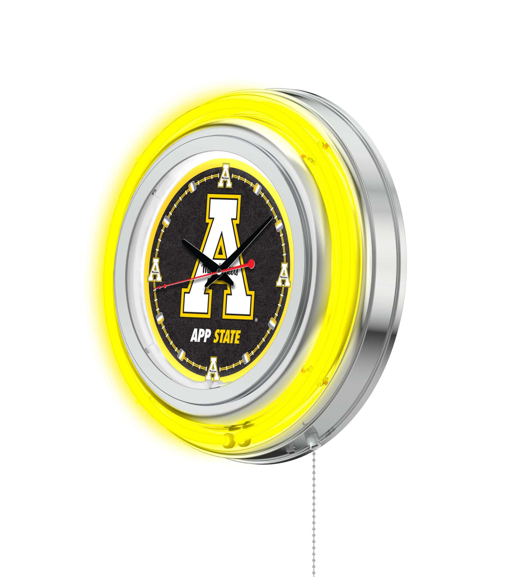 Appalachian State University 15-Inch Neon Logo Clock in Chrome 2 Appalachian State University 15-Inch Neon Logo Clock in Chrome - Image 2