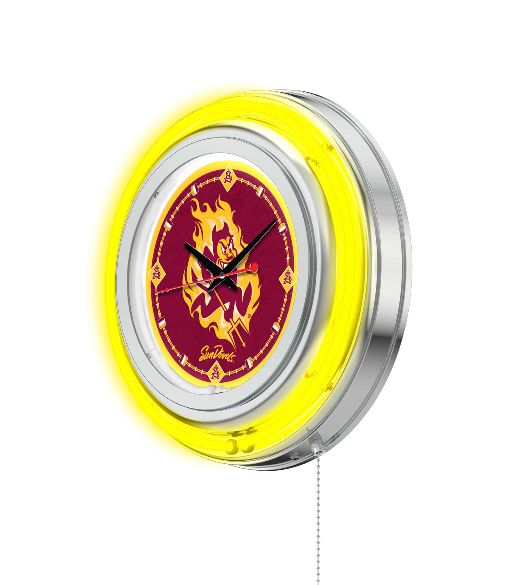 Arizona State University (Sparky) 15-Inch Neon Logo Clock in Chrome 1 Arizona State University (Sparky) 15-Inch Neon Logo Clock in Chrome