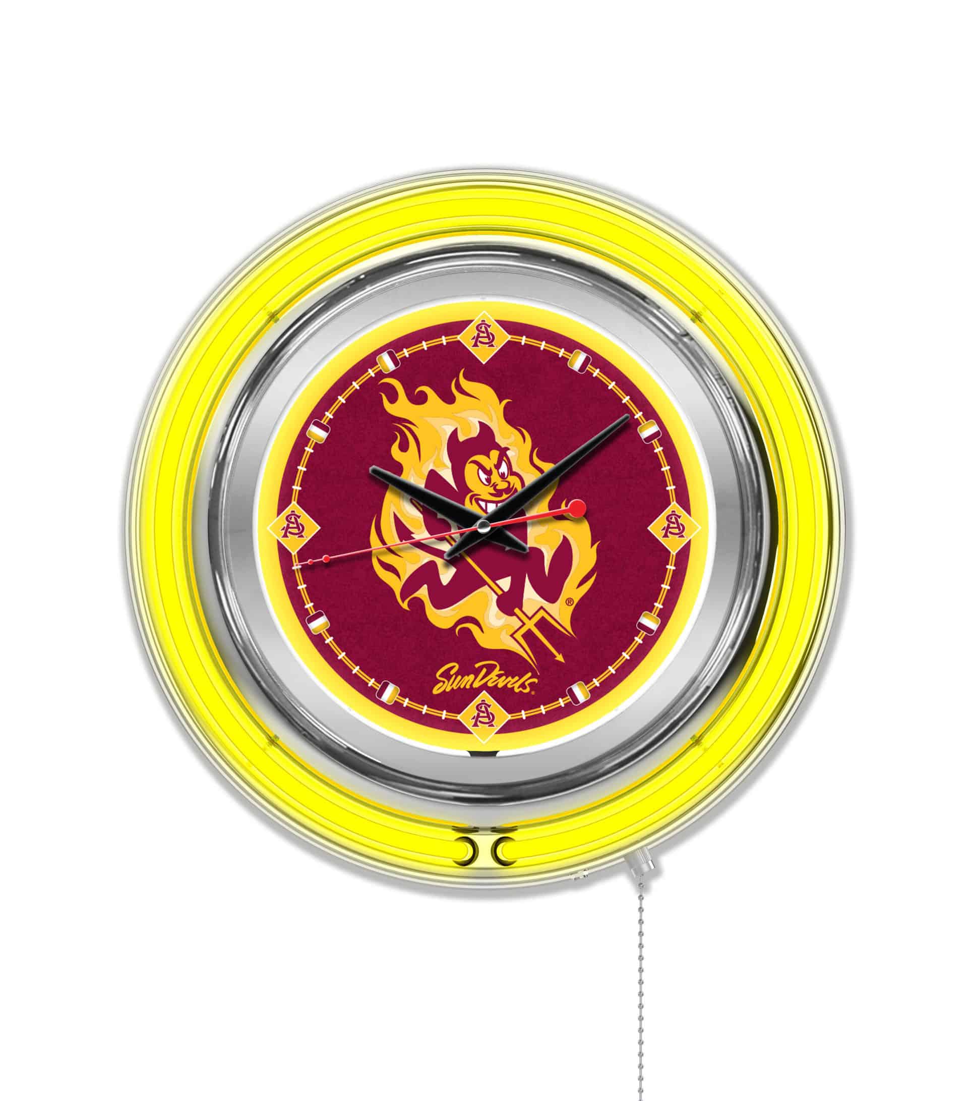 Arizona State University (Sparky) 15-Inch Neon Logo Clock in Chrome 7 Arizona State University (Sparky) 15-Inch Neon Logo Clock in Chrome