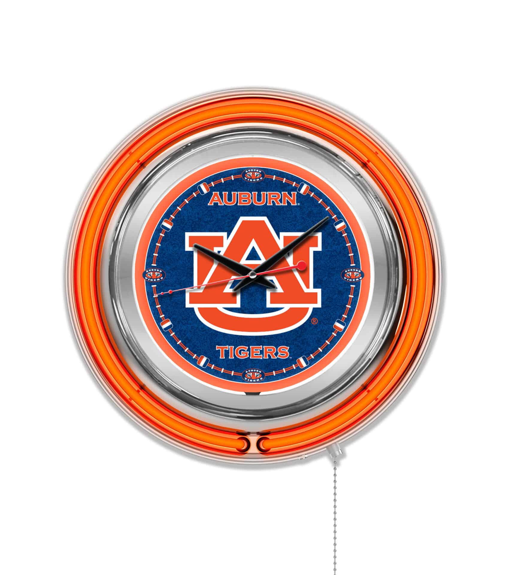 Auburn University 15-Inch Neon Logo Clock in Chrome 1 Auburn University 15-Inch Neon Logo Clock in Chrome