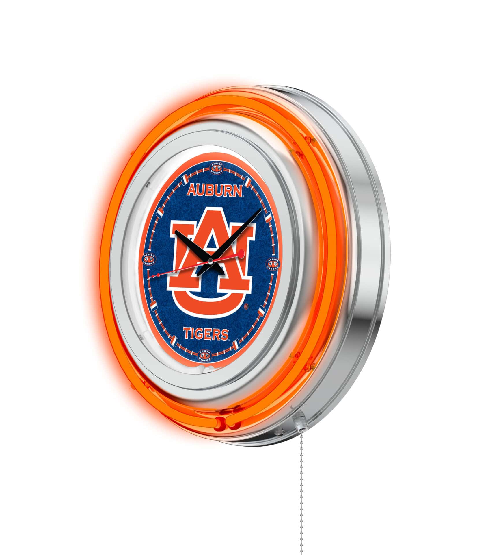 Auburn University 15-Inch Neon Logo Clock in Chrome 2 Auburn University 15-Inch Neon Logo Clock in Chrome - Image 2