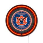 Auburn University 15-Inch Neon Logo Clock in Black