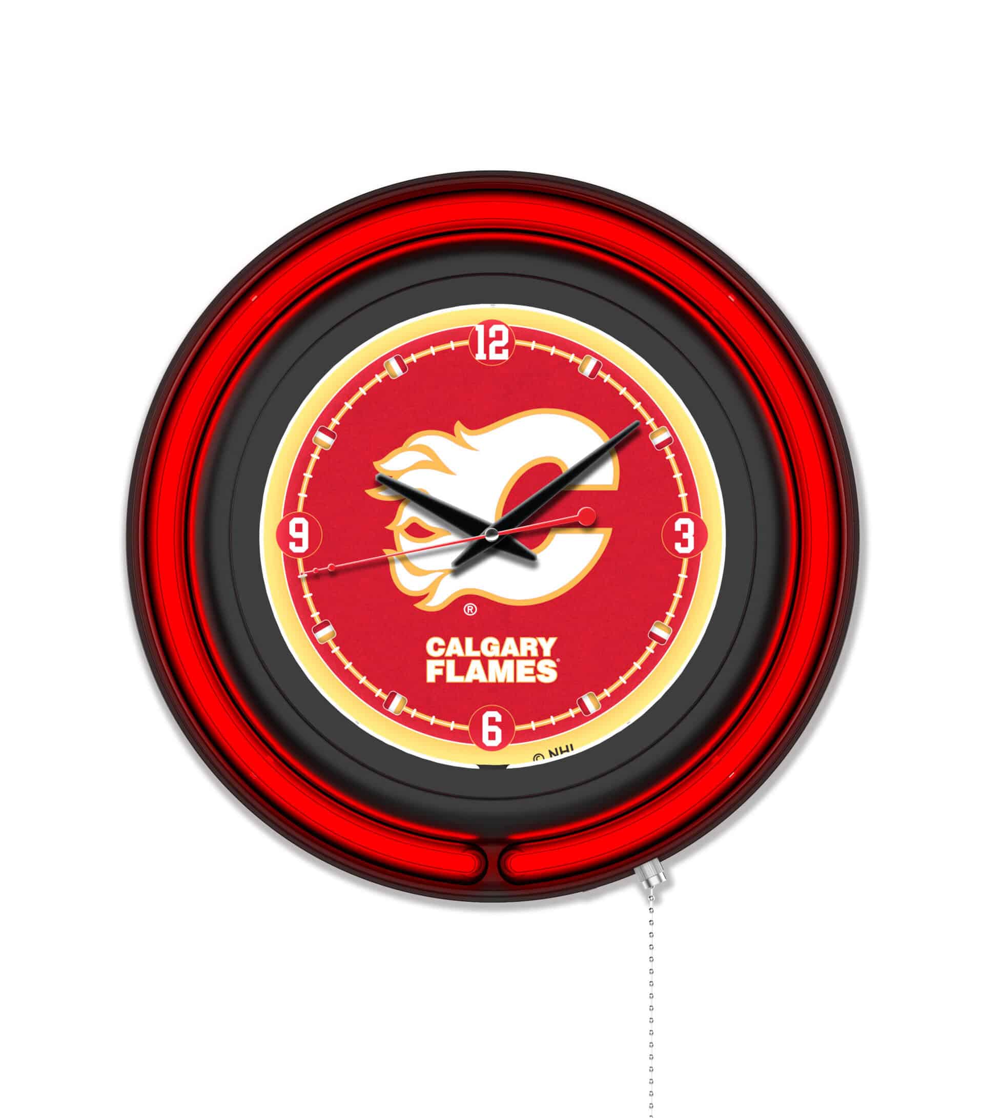 Calgary Flames 15-Inch Neon Logo Clock in Black 6 Calgary Flames 15-Inch Neon Logo Clock in Black