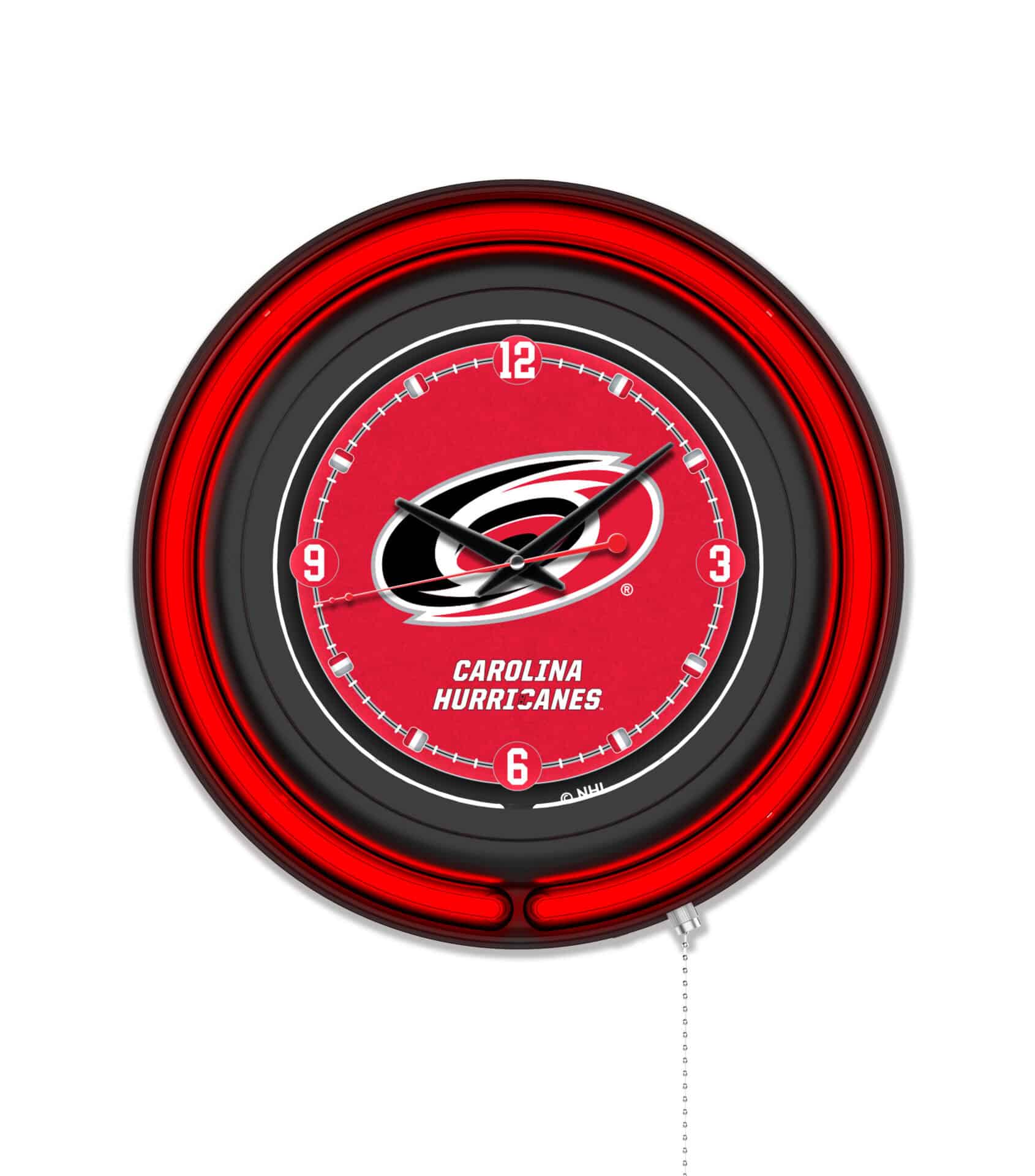 Carolina Hurricanes 15-Inch Neon Logo Clock in Black 1 Carolina Hurricanes 15-Inch Neon Logo Clock in Black