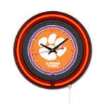 Clemson 15-Inch Neon Logo Clock in Black