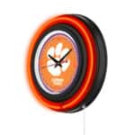Clemson 15-Inch Neon Logo Clock in Black
