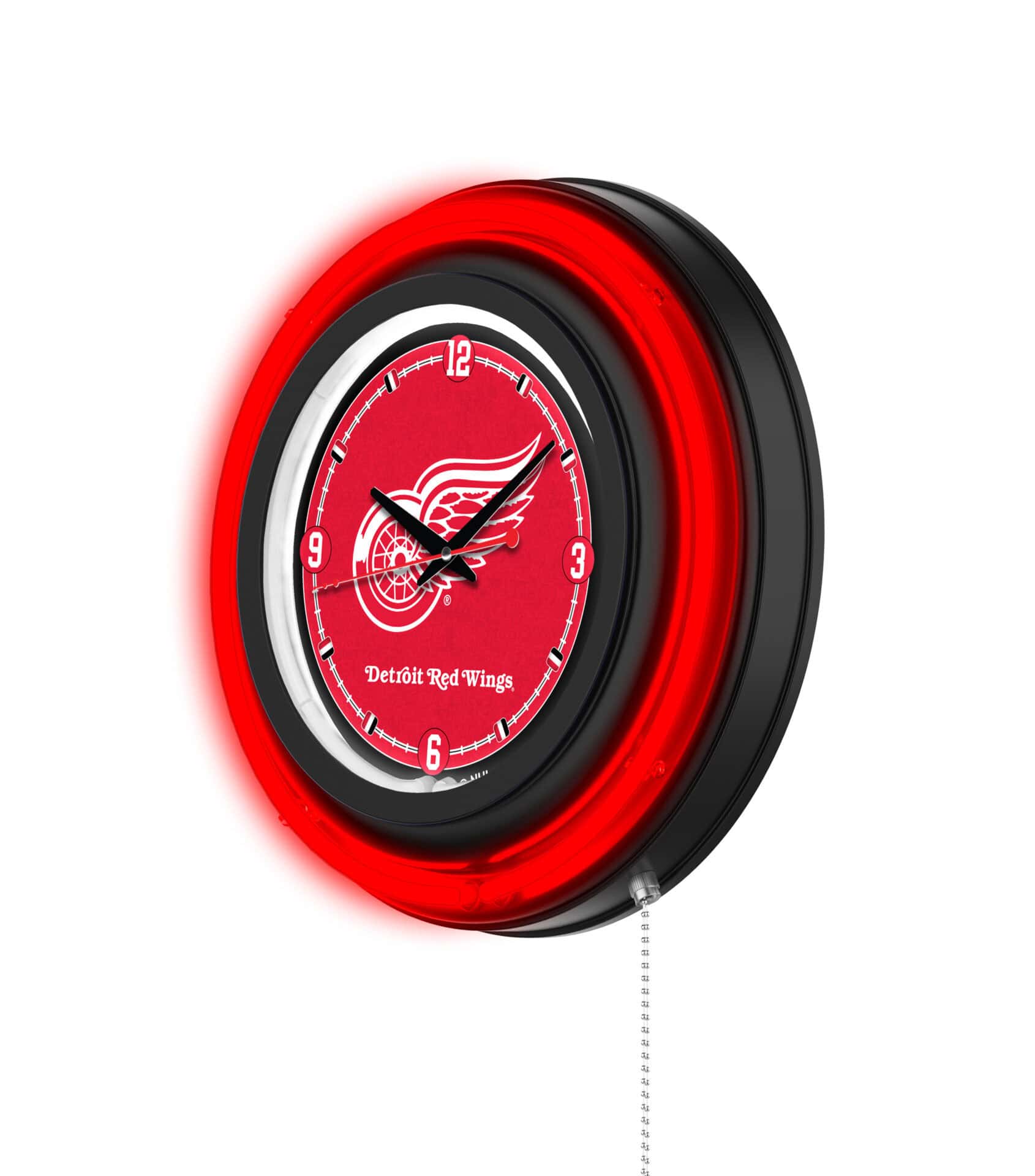 Detroit Red Wings 15-Inch Neon Logo Clock in Black 2 Detroit Red Wings 15-Inch Neon Logo Clock in Black - Image 2
