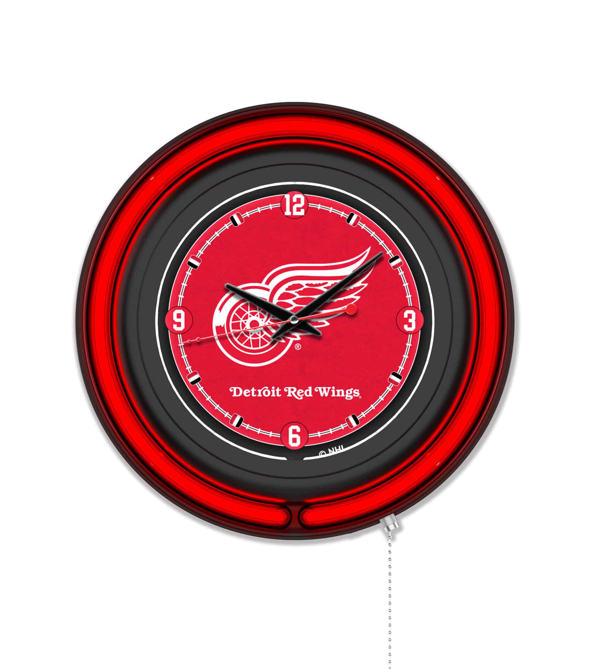 Detroit Red Wings 15-Inch Neon Logo Clock in Black 6 Detroit Red Wings 15-Inch Neon Logo Clock in Black