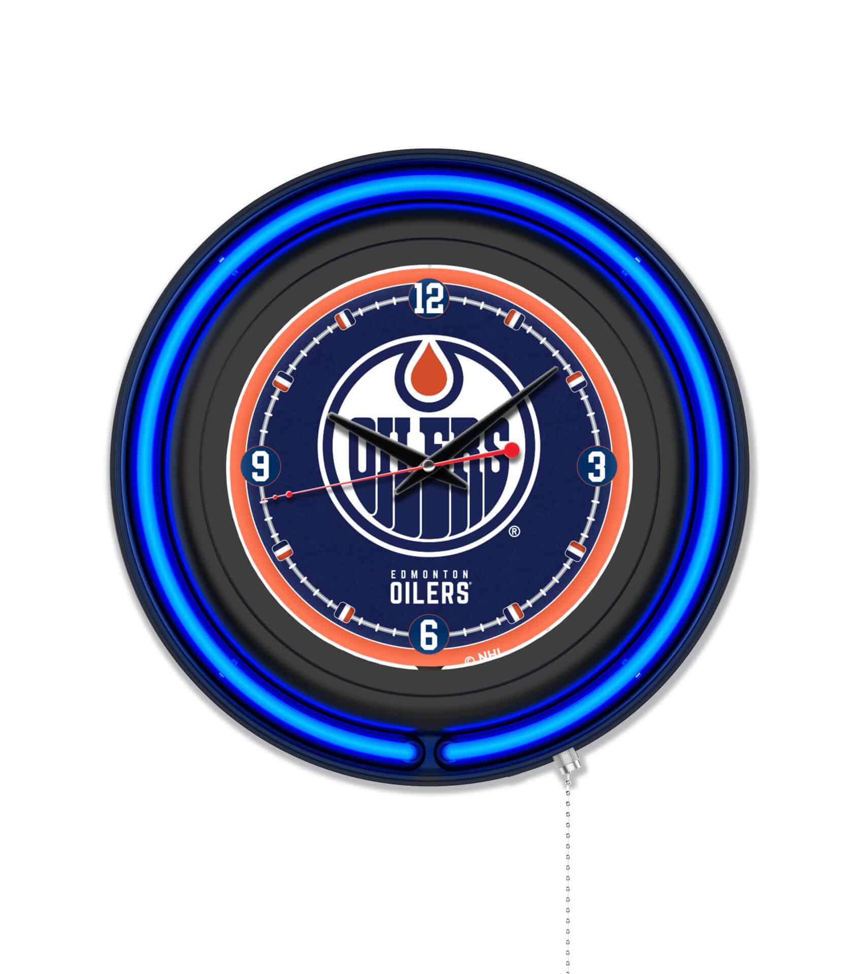 Edmonton Oilers 15-Inch Neon Logo Clock in Black 1 Edmonton Oilers 15-Inch Neon Logo Clock in Black