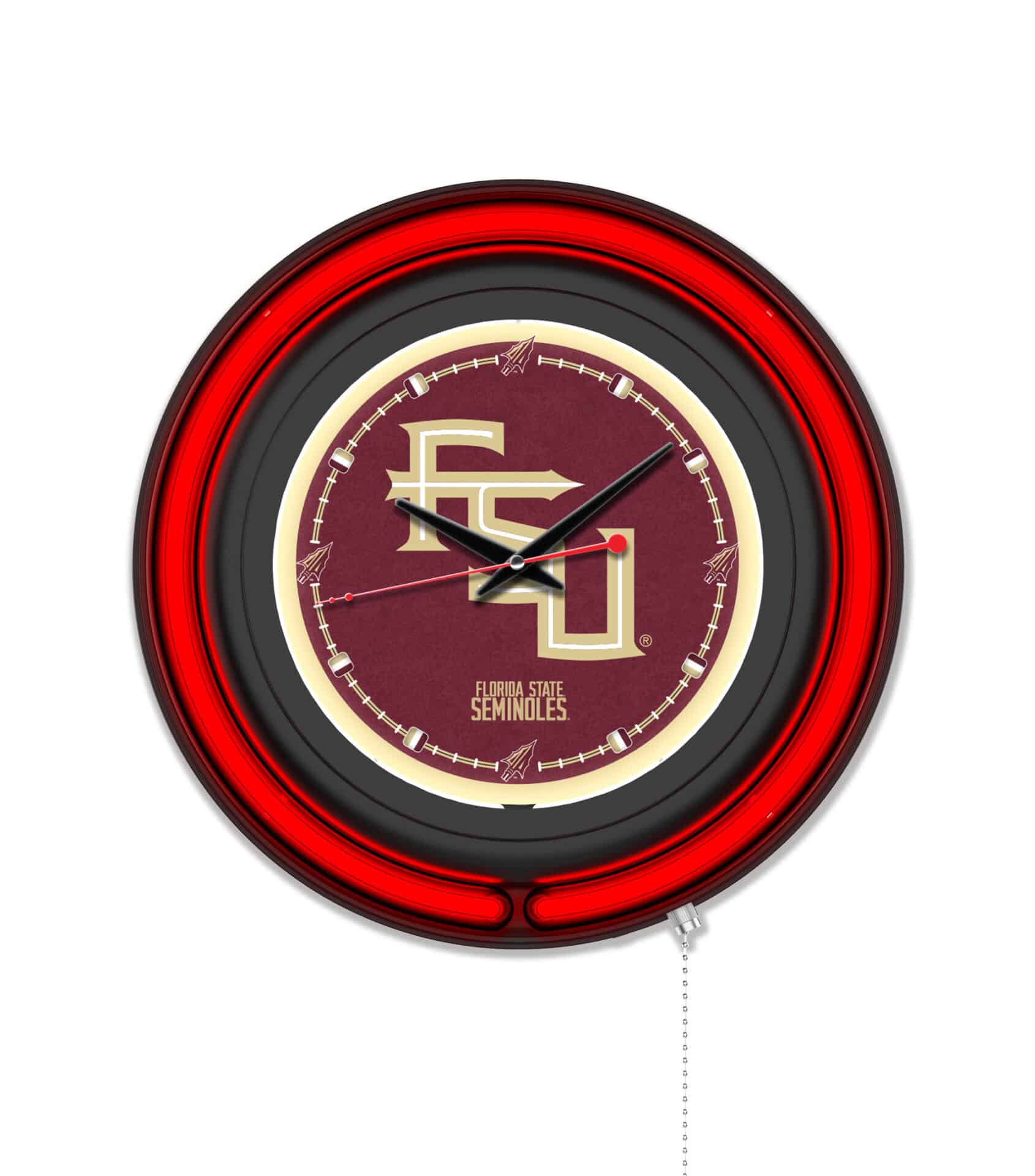 Florida State (Script) 15-Inch Neon Logo Clock in Black 1 Florida State (Script) 15-Inch Neon Logo Clock in Black