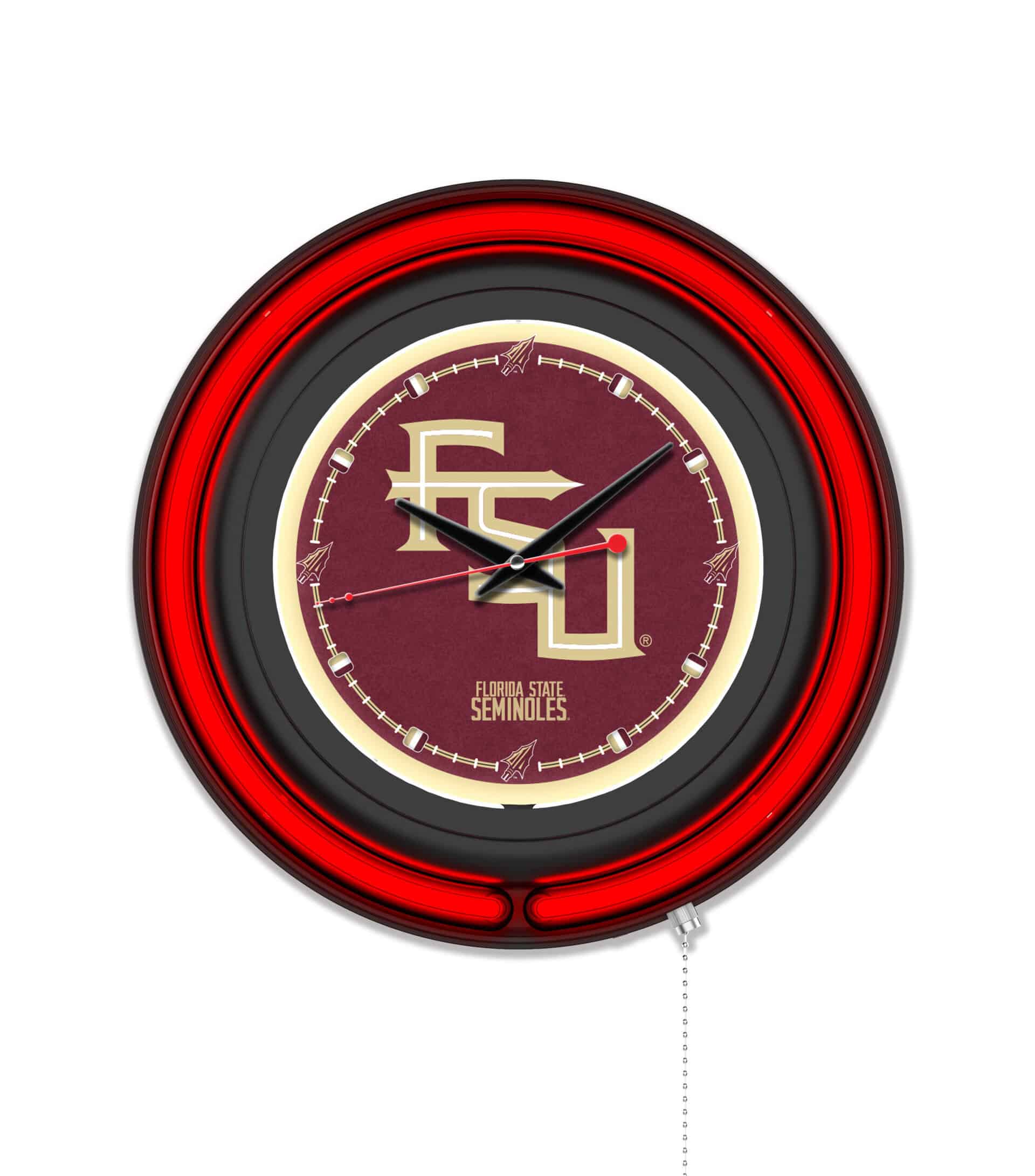 Florida State (Script) 15-Inch Neon Logo Clock in Black 6 Florida State (Script) 15-Inch Neon Logo Clock in Black