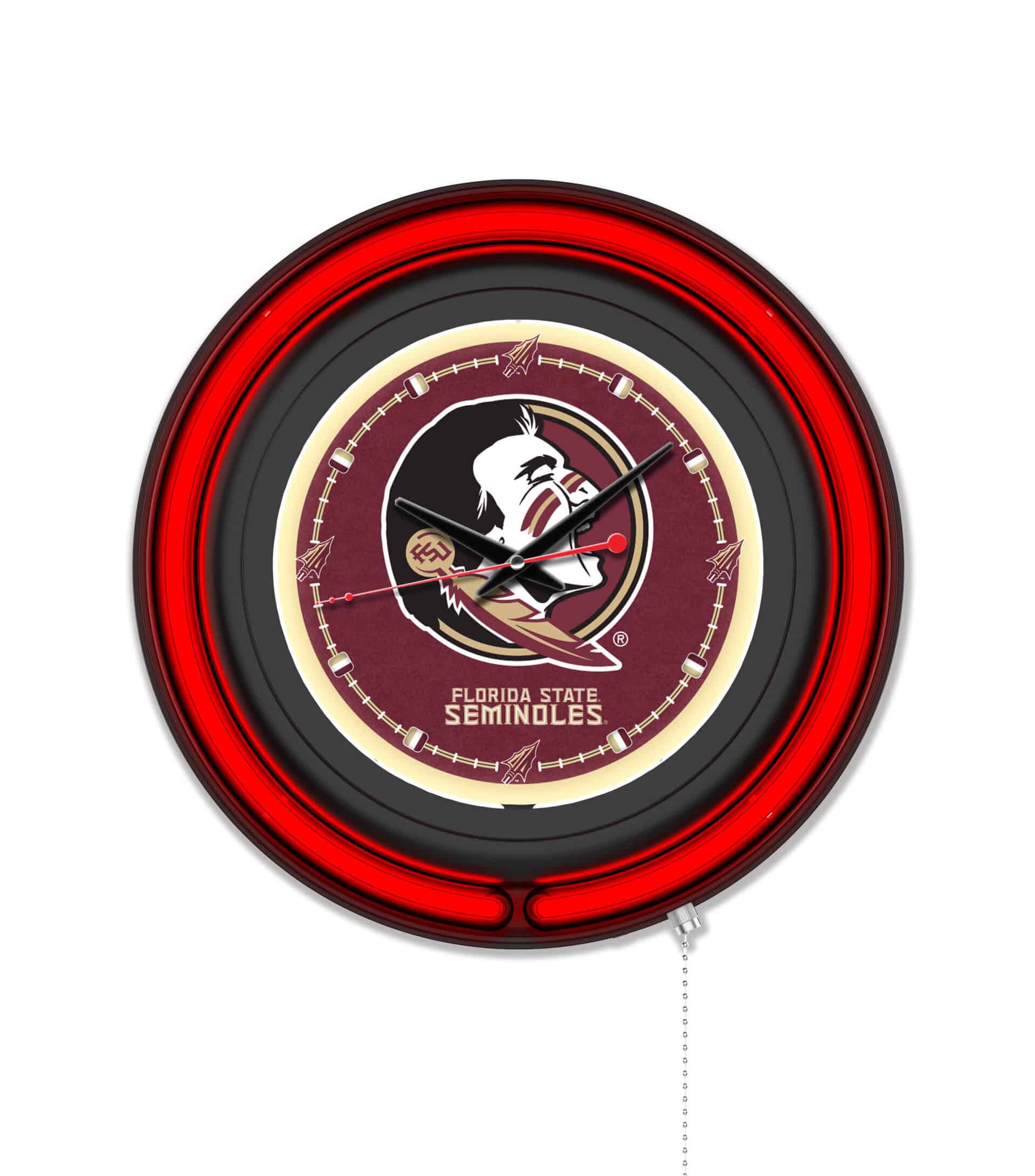 Florida State (Head) 15-Inch Neon Logo Clock in Black 6 Florida State (Head) 15-Inch Neon Logo Clock in Black