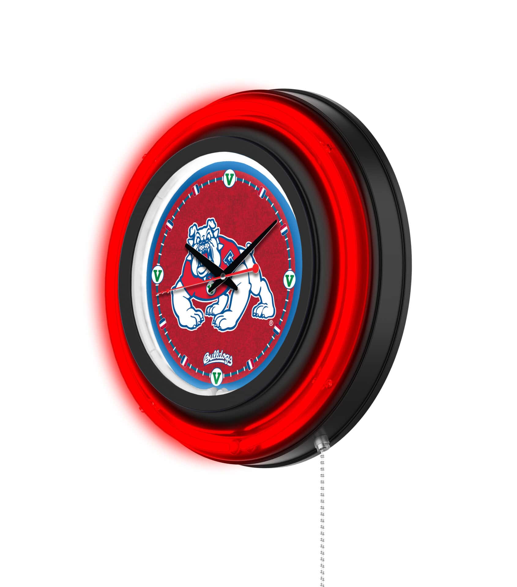 Fresno State University 15-Inch Neon Logo Clock in Black 2 Fresno State University 15-Inch Neon Logo Clock in Black - Image 2