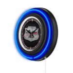 Indian Motorcycle (Metal Shield-Blue) 15-Inch Neon Logo Clock in Black