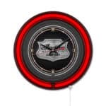Indian Motorcycle (Metal Shield-Red) 15-Inch Neon Logo Clock in Black