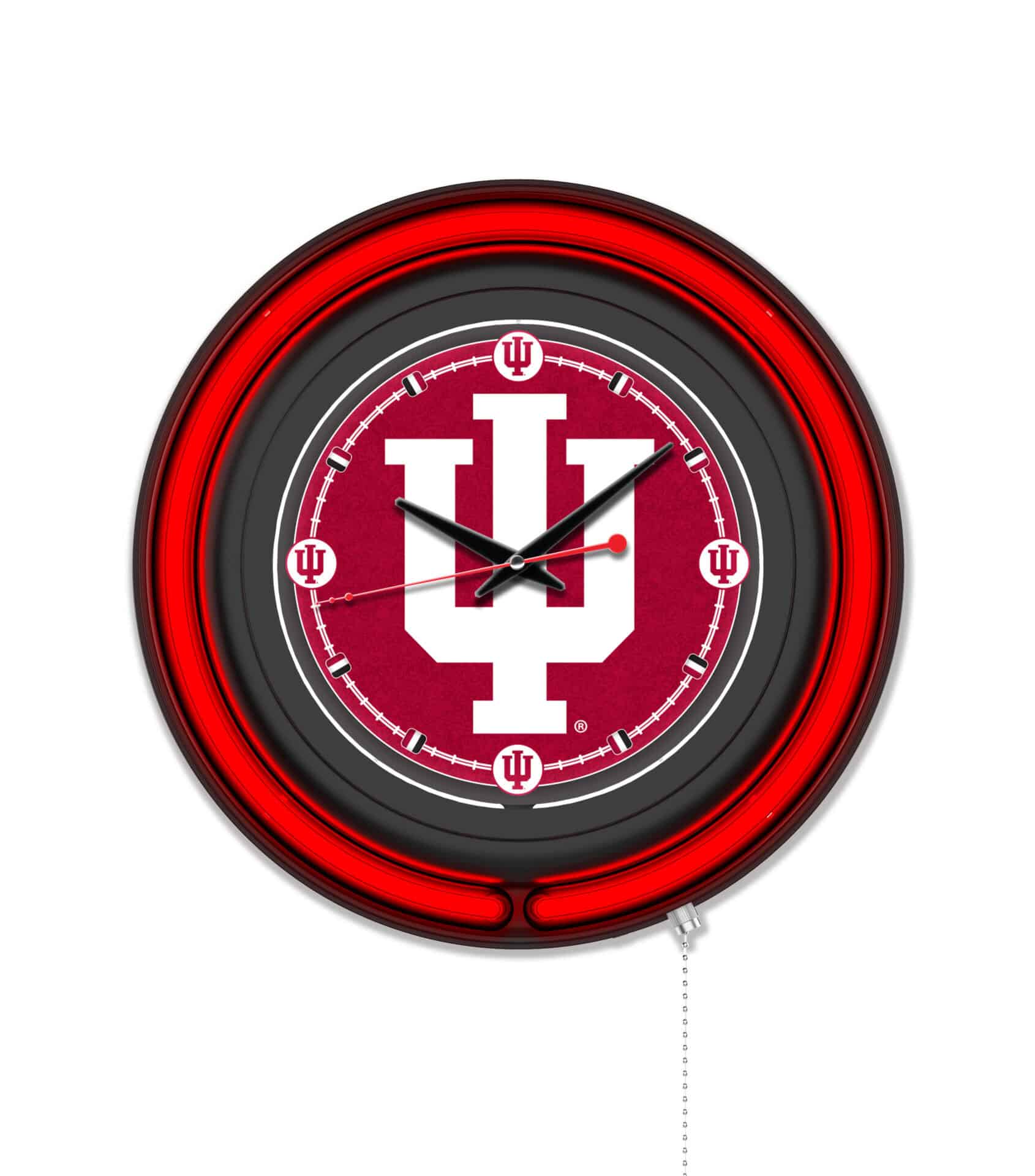 Indiana University 15-Inch Neon Logo Clock in Black 1 Indiana University 15-Inch Neon Logo Clock in Black