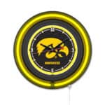 University of Iowa 15-Inch Neon Logo Clock in Black