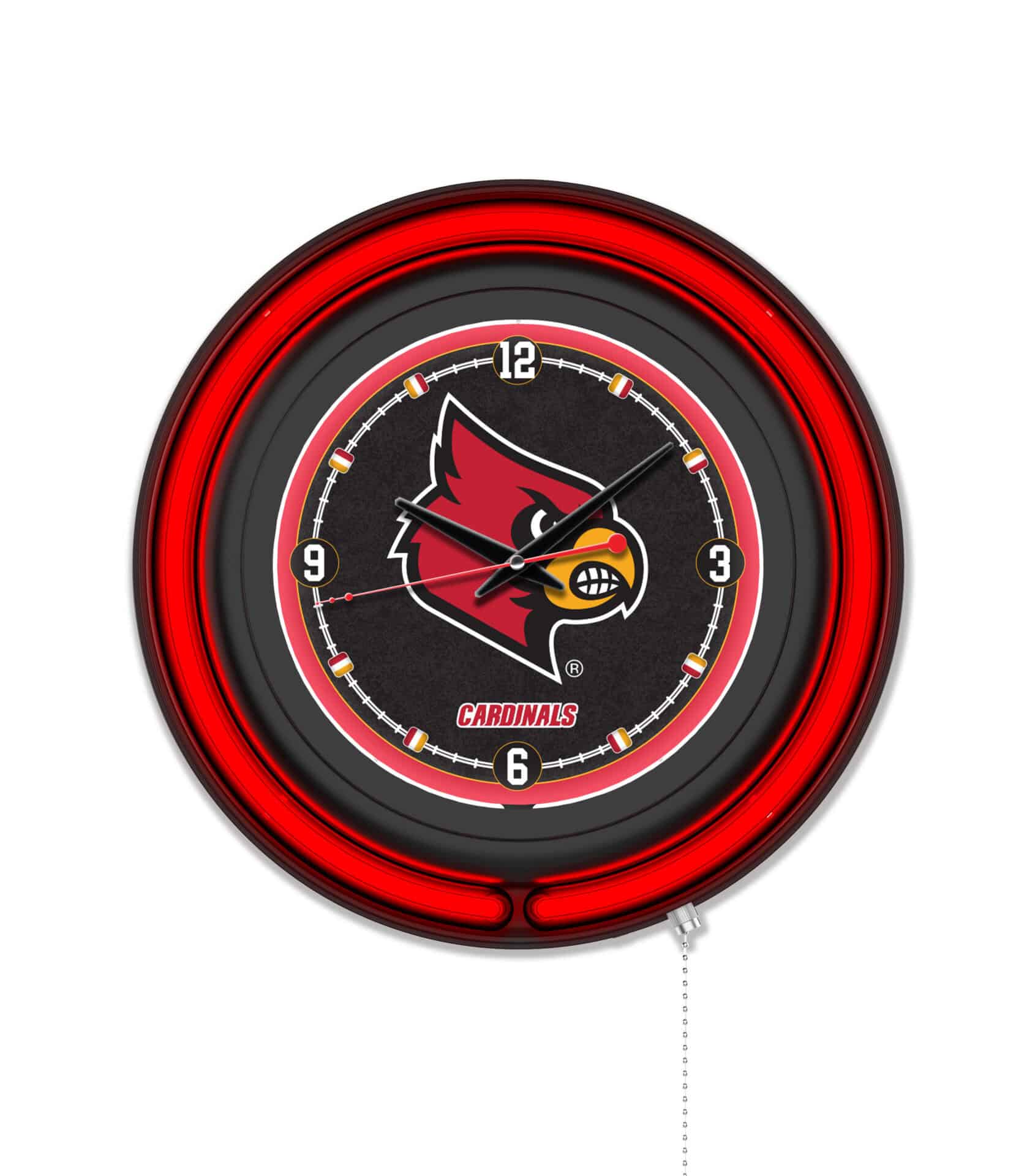 University of Louisville 15-Inch Neon Logo Clock in Black 1 University of Louisville 15-Inch Neon Logo Clock in Black