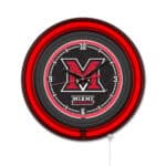 Miami University (OH) 15-Inch Neon Logo Clock in Black