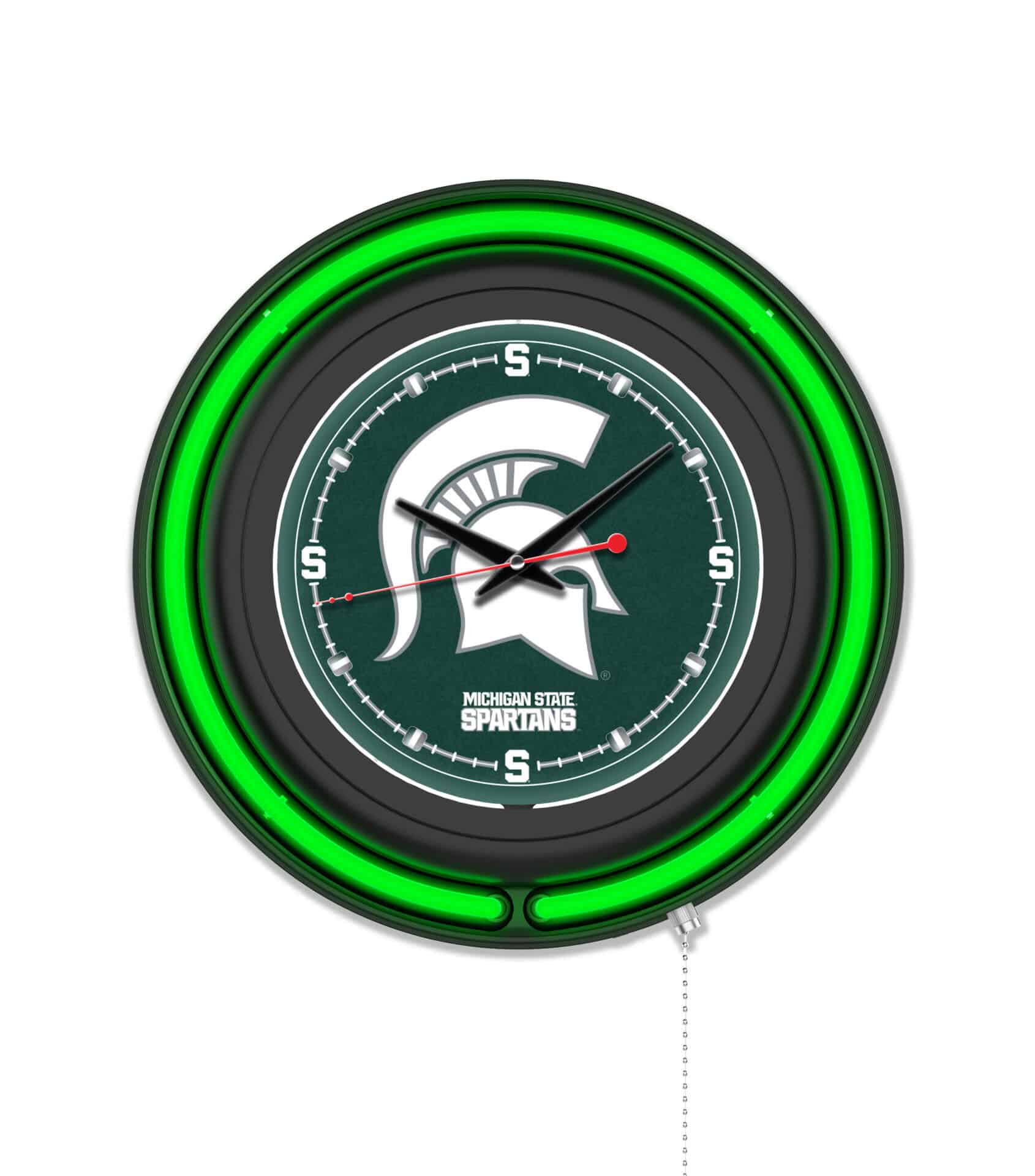 Michigan State University 15-Inch Neon Logo Clock in Black 1 Michigan State University 15-Inch Neon Logo Clock in Black