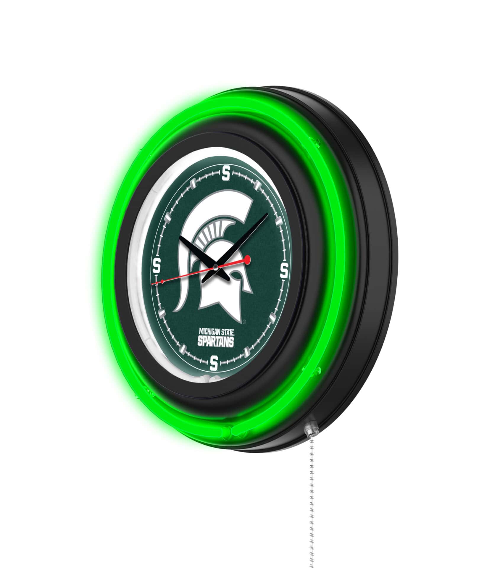Michigan State University 15-Inch Neon Logo Clock in Black 2 Michigan State University 15-Inch Neon Logo Clock in Black - Image 2